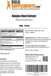 Label for Konjac Root Extract