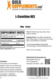 Label for L-Carnitine HCl