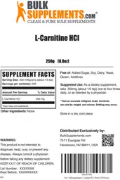Label for L-Carnitine HCl