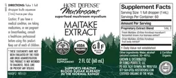 Label for Maitake Extract