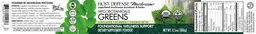 Label for Greens Organic Superfood Nutrition