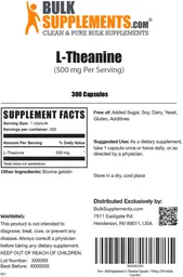 Label for L-Theanine (500 mg)