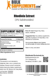 Label for Rhodiola Extract (3% Salidrosides)