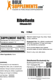 Label for Riboflavin (Vitamin B2)
