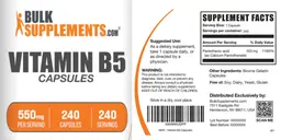 Label for Vitamin B5 Capsules 550 mg