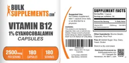 Label for Vitamin B12 1% Cyanocobalamin Capsules 2500 mcg