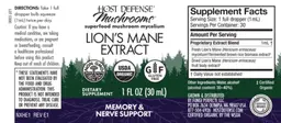 Label for Lion's Mane Extract