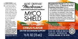 Label for Myco Shield Spray Citrus Flavor