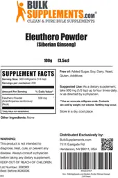 Label for Eleuthero Powder (Siberian Ginseng)