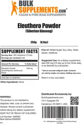 Label for Eleuthero Powder (Siberian Ginseng)