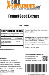Label for Fennel Seed Extract