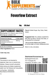 Label for Feverfew Extract