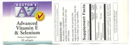 Label for Advanced Vitamin E & Selenium
