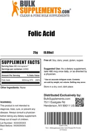 Label for Folic Acid