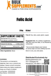Label for Folic Acid