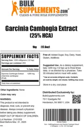 Label for Garcinia Cambogia Extract (25% HCA)