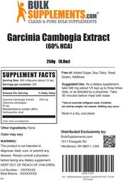 Label for Garcinia Cambogia Extract (60% HCA)
