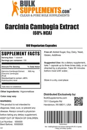 Label for Garcinia Cambogia Extract (60% HCA) 500 mg