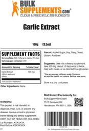 Label for Garlic Extract