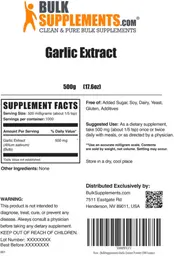 Label for Garlic Extract