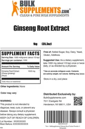 Label for Ginseng Root Extract