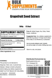 Label for Grapefruit Seed Extract
