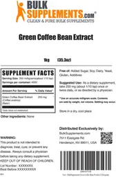 Label for Green Coffee Bean Extract