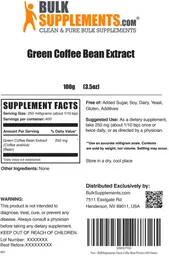 Label for Green Coffee Bean Extract