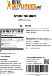 Label for Green Tea Extract (50% EGCG)