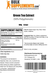 Label for Green Tea Extract (50% Polyphenols)