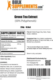 Label for Green Tea Extract (50% Polyphenols)