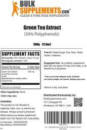 Label for Green Tea Extract (50% Polyphenols)