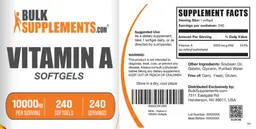 Label for Vitamin A Softgels 10000 IU