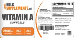 Label for Vitamin A Softgels 25000 IU