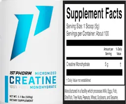 Label for Micronized Creatine Monohydrate