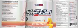 Label for OxyShred Non-Stim Kiss My Peach