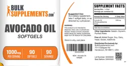 Label for Avocado Oil Softgels 1000 mg