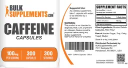 Label for Caffeine Capsules 100 mg