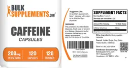 Label for Caffeine Capsules 200 mg