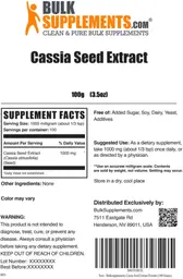 Label for Cassia Seed Extract