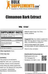 Label for Cinnamon Bark Extract