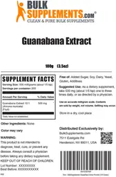 Label for Guanabana Extract