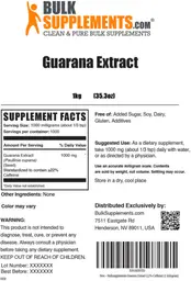Label for Guarana Extract