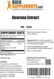 Label for Guarana Extract