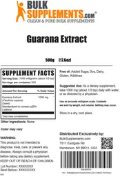 Label for Guarana Extract
