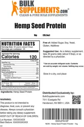 Label for Hemp Seed Protein