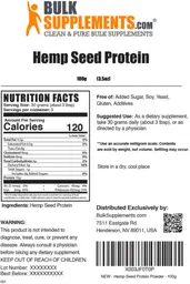 Label for Hemp Seed Protein