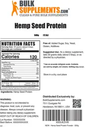 Label for Hemp Seed Protein