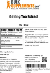 Label for Oolong Tea Extract