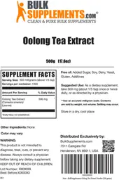 Label for Oolong Tea Extract